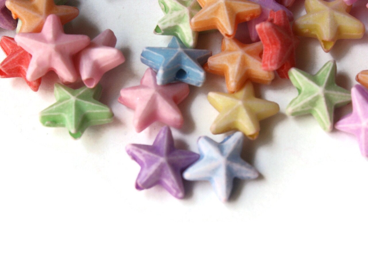 100 10mm Mixed Colors Plastic Star Beads Loose Miniature Celestial Beads